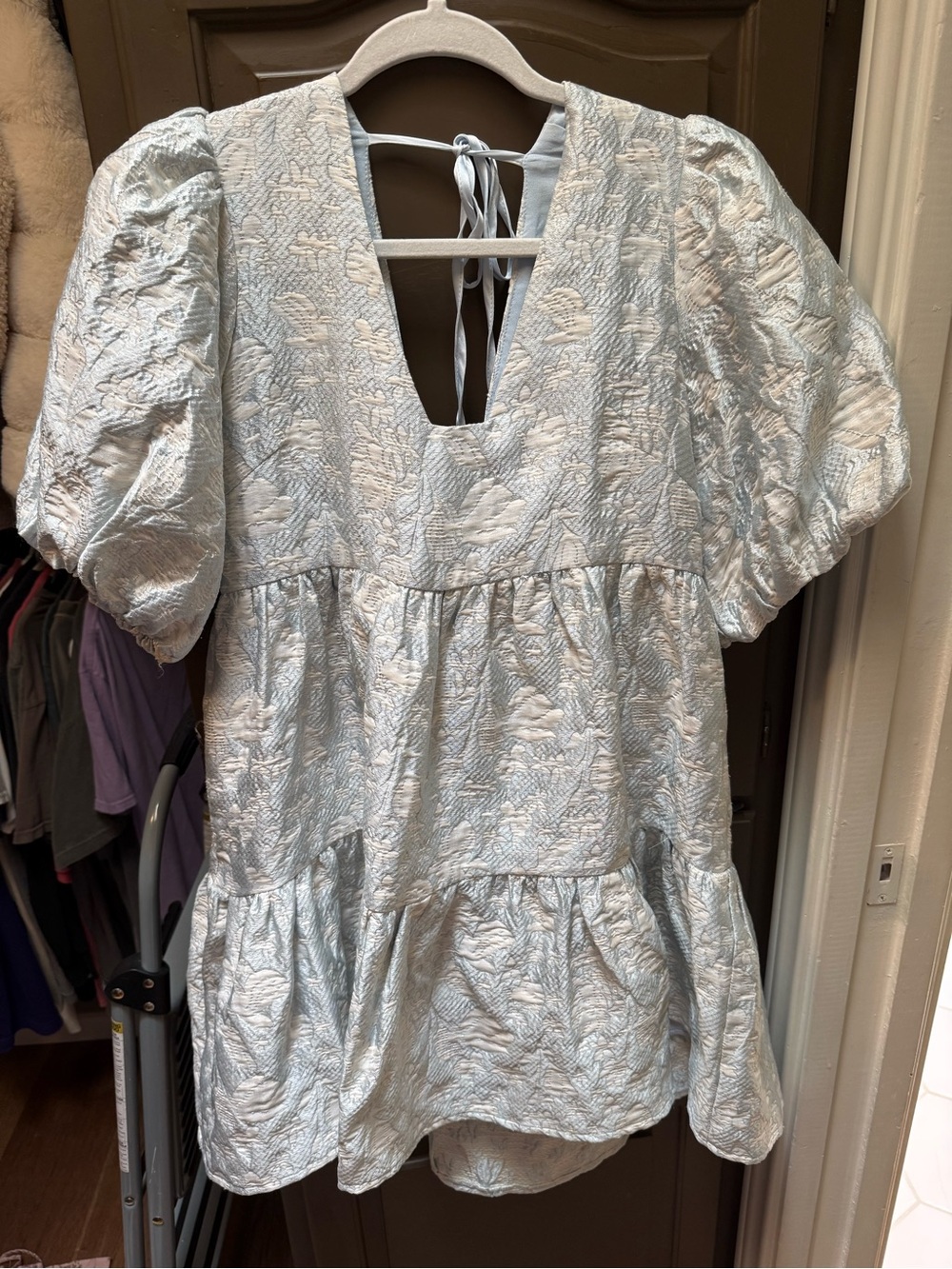 Endless Rose Light Blue Puff Sleeve Mini Dress